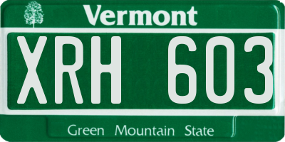 VT license plate XRH603
