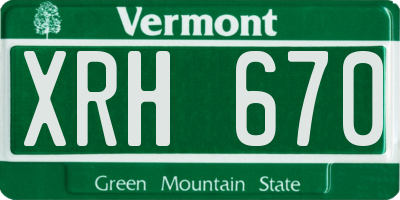 VT license plate XRH670