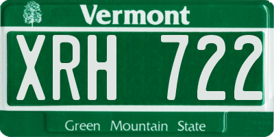 VT license plate XRH722