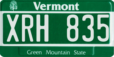 VT license plate XRH835