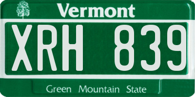 VT license plate XRH839