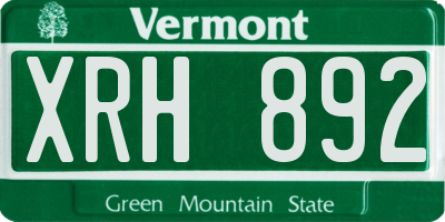 VT license plate XRH892
