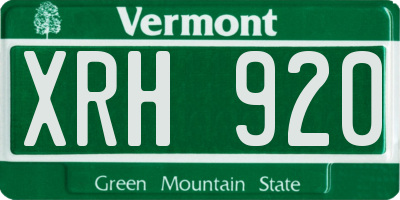 VT license plate XRH920