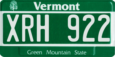 VT license plate XRH922