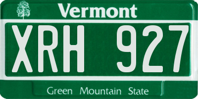 VT license plate XRH927