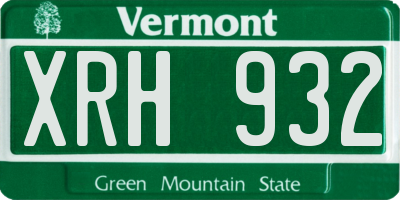 VT license plate XRH932