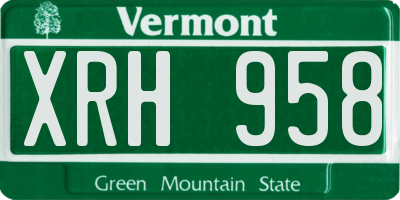 VT license plate XRH958