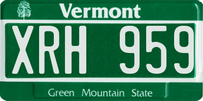 VT license plate XRH959