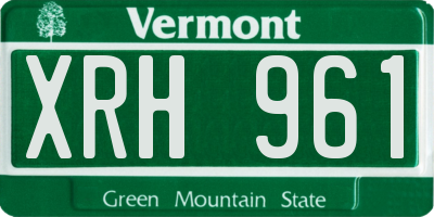 VT license plate XRH961