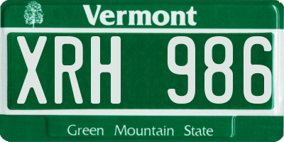 VT license plate XRH986