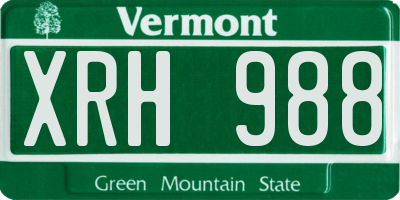 VT license plate XRH988