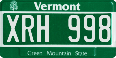 VT license plate XRH998