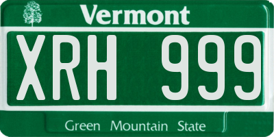VT license plate XRH999