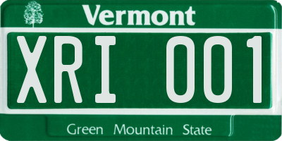 VT license plate XRI001