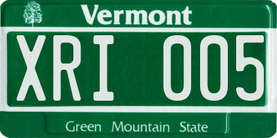 VT license plate XRI005