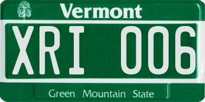 VT license plate XRI006