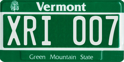 VT license plate XRI007