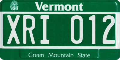 VT license plate XRI012