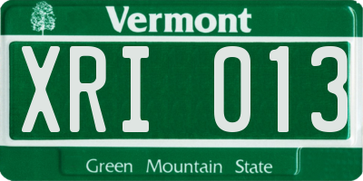 VT license plate XRI013