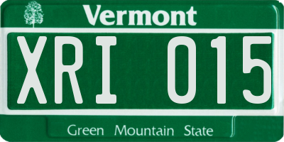 VT license plate XRI015