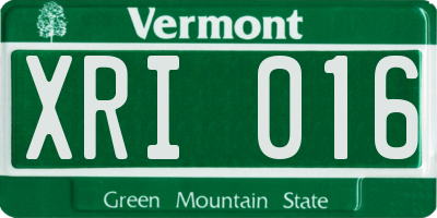 VT license plate XRI016