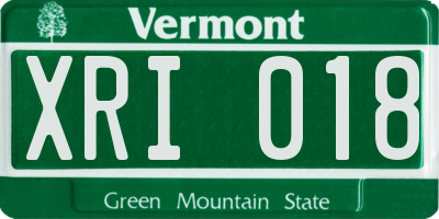 VT license plate XRI018