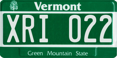 VT license plate XRI022