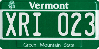 VT license plate XRI023