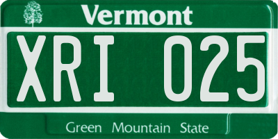 VT license plate XRI025