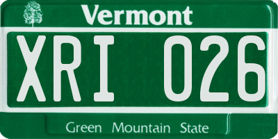 VT license plate XRI026