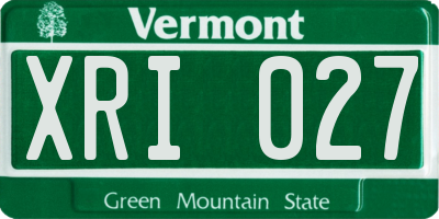 VT license plate XRI027