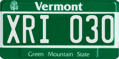 VT license plate XRI030