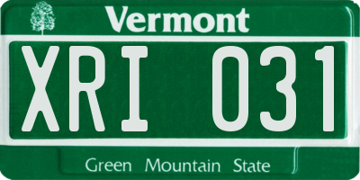 VT license plate XRI031
