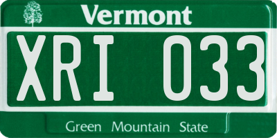 VT license plate XRI033