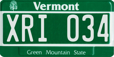 VT license plate XRI034