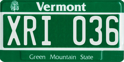 VT license plate XRI036