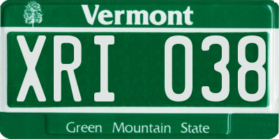 VT license plate XRI038