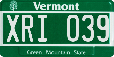 VT license plate XRI039