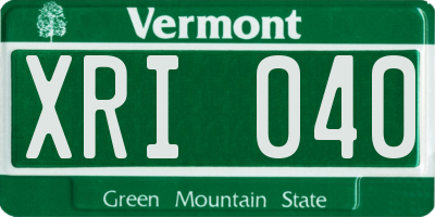 VT license plate XRI040