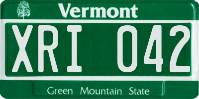 VT license plate XRI042