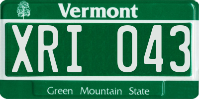 VT license plate XRI043