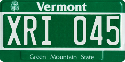 VT license plate XRI045