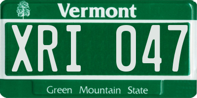 VT license plate XRI047