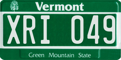 VT license plate XRI049
