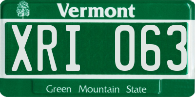 VT license plate XRI063