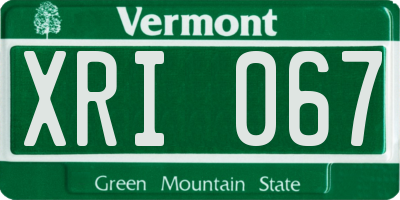VT license plate XRI067