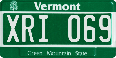 VT license plate XRI069