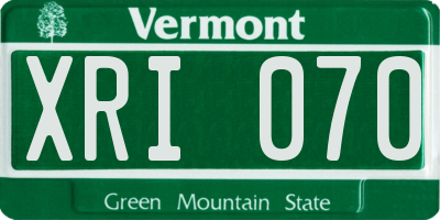VT license plate XRI070