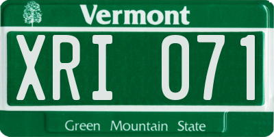 VT license plate XRI071