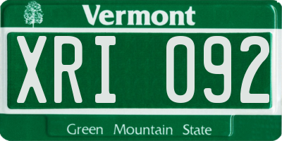 VT license plate XRI092